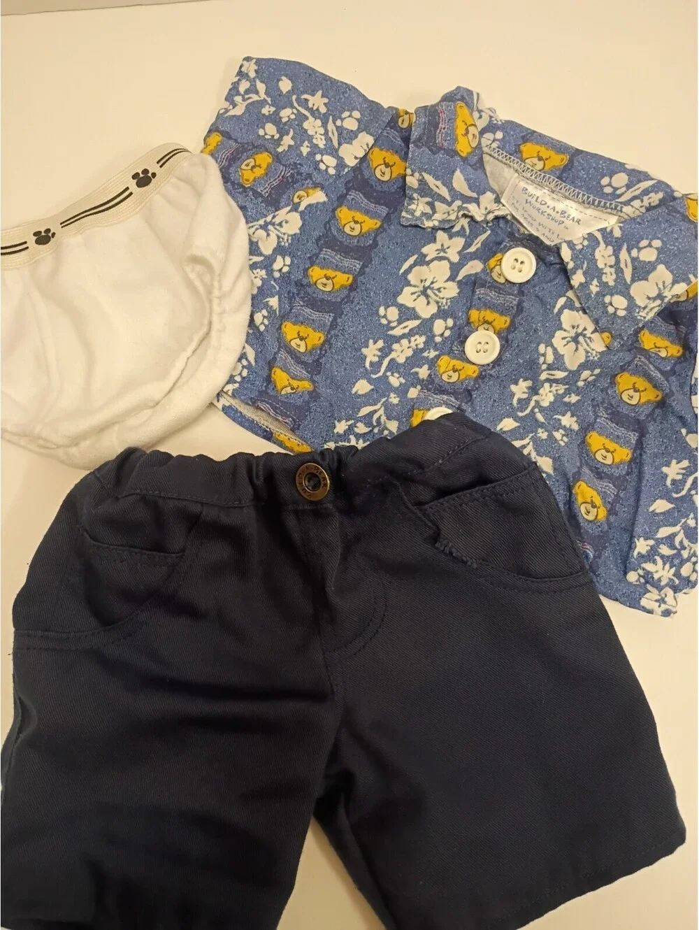 Build A Bear 1999 Vtg Hawaiian Shirt, Shorts, Underwear Outfit Vacation Beach